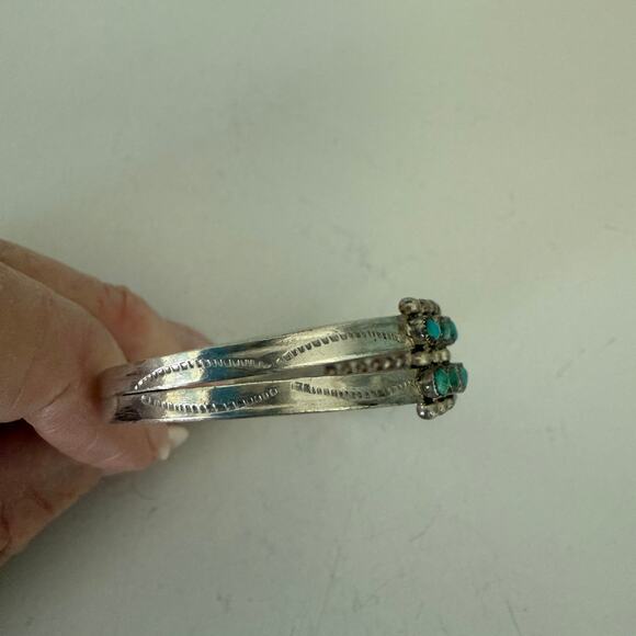 Vintage Turquoise Bracelet Lot, circa 1970's, Native American Unsigned - Picture 7 of 16